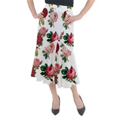 Roses-white Midi Mermaid Skirt by nateshop