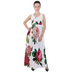 Roses-white Empire Waist Velour Maxi Dress by nateshop