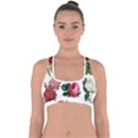 Roses-white Cross Back Hipster Bikini Top  View1