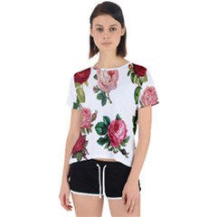 Roses-white Open Back Sport T-shirt