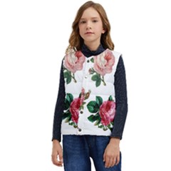 Roses-white Kid s Button Up Puffer Vest	