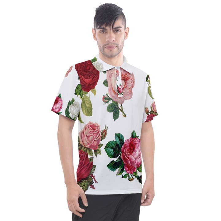 Roses-white Men s Polo T-Shirt