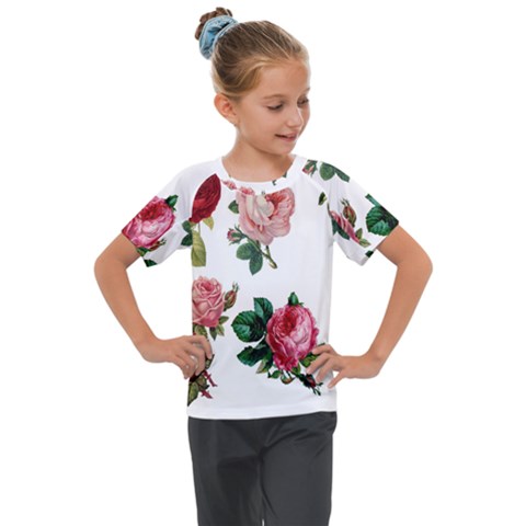 Roses-white Kids  Mesh Piece T-shirt by nateshop