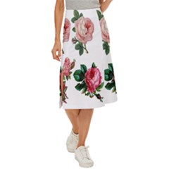 Roses-white Midi Panel Skirt by nateshop