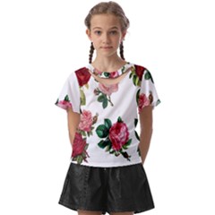 Roses-white Kids  Front Cut T-shirt by nateshop