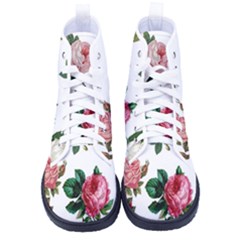 Roses-white Men s High-top Canvas Sneakers by nateshop