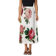 Roses-white Classic Midi Chiffon Skirt