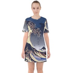 The Great Wave Off Kanagawa Japan Japanese Waves Sixties Short Sleeve Mini Dress by pakminggu