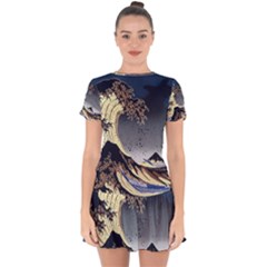 The Great Wave Off Kanagawa Japan Japanese Waves Drop Hem Mini Chiffon Dress by pakminggu