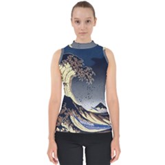 The Great Wave Off Kanagawa Japan Japanese Waves Mock Neck Shell Top by pakminggu