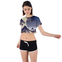 The Great Wave Off Kanagawa Japan Japanese Waves Tie Back Short Sleeve Crop T-shirt by pakminggu