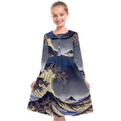 The Great Wave Off Kanagawa Japan Japanese Waves Kids  Midi Sailor Dress by pakminggu