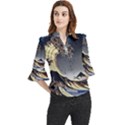 The Great Wave Off Kanagawa Japan Japanese Waves Loose Horn Sleeve Chiffon Blouse View1