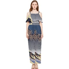 The Great Wave Off Kanagawa Japan Japanese Waves Draped Sleeveless Chiffon Jumpsuit by pakminggu