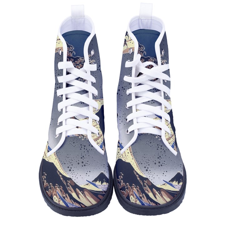 The Great Wave Off Kanagawa Japan Japanese Waves Men s High-Top Canvas Sneakers