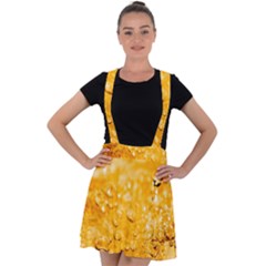 Water-gold Velvet Suspender Skater Skirt by nateshop