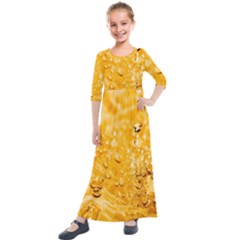 Water-gold Kids  Quarter Sleeve Maxi Dress by nateshop