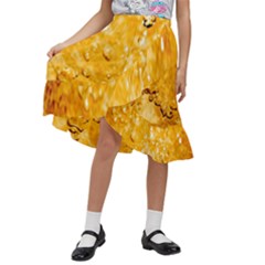 Water-gold Kids  Ruffle Flared Wrap Midi Skirt by nateshop