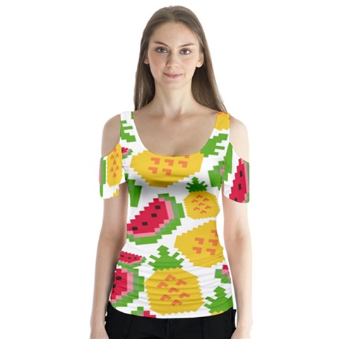 Watermelon -12 Butterfly Sleeve Cutout T-shirt  by nateshop