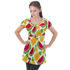 Watermelon -12 Puff Sleeve Tunic Top by nateshop