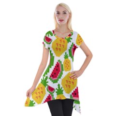 Watermelon -12 Short Sleeve Side Drop Tunic by nateshop