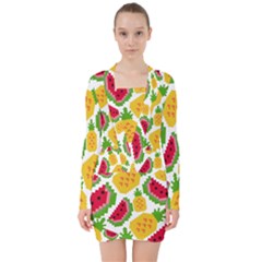 Watermelon -12 V-neck Bodycon Long Sleeve Dress by nateshop