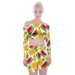 Watermelon -12 Off Shoulder Top With Mini Skirt Set by nateshop