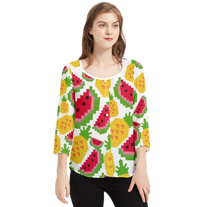 Watermelon -12 Chiffon Quarter Sleeve Blouse