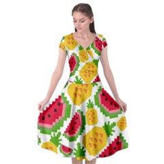 Watermelon -12 Cap Sleeve Wrap Front Dress by nateshop