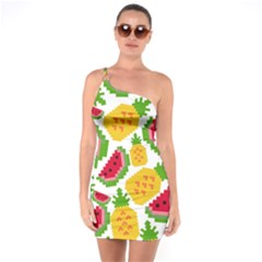 Watermelon -12 One Shoulder Ring Trim Bodycon Dress by nateshop