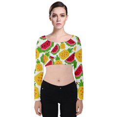 Watermelon -12 Velvet Long Sleeve Crop Top by nateshop