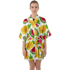 Watermelon -12 Half Sleeve Satin Kimono  by nateshop