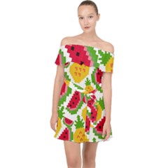 Watermelon -12 Off Shoulder Chiffon Dress by nateshop