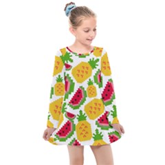 Watermelon -12 Kids  Long Sleeve Dress by nateshop