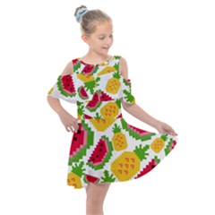 Watermelon -12 Kids  Shoulder Cutout Chiffon Dress by nateshop