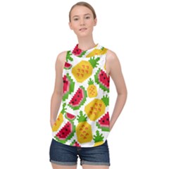 Watermelon -12 High Neck Satin Top by nateshop