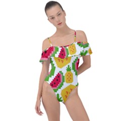 Watermelon -12 Frill Detail One Piece Swimsuit by nateshop