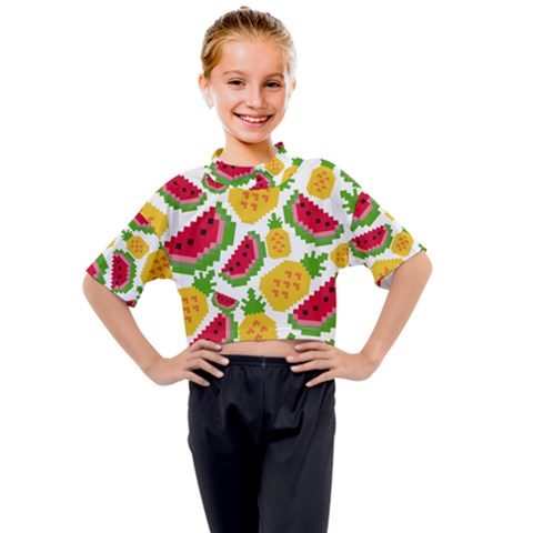 Watermelon -12 Kids Mock Neck T-shirt by nateshop