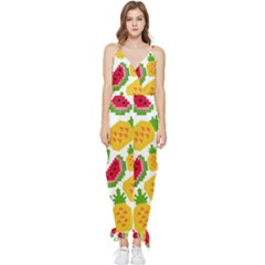 Watermelon -12 Sleeveless Tie Ankle Chiffon Jumpsuit by nateshop