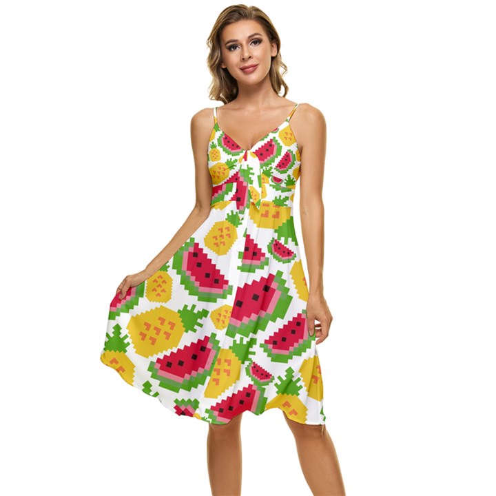 Watermelon -12 Sleeveless Tie Front Chiffon Dress