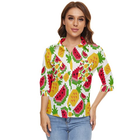 Watermelon -12 Women s Quarter Sleeve Pocket Shirt by nateshop