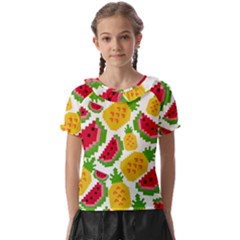 Watermelon -12 Kids  Frill Chiffon Blouse by nateshop