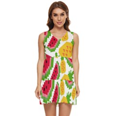 Watermelon -12 Tiered Sleeveless Mini Dress by nateshop