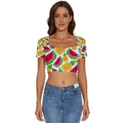 Watermelon -12 Short Sleeve Square Neckline Crop Top  by nateshop