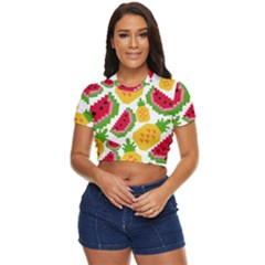 Watermelon -12 Side Button Cropped T-shirt by nateshop