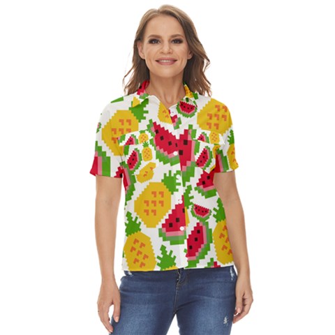 Watermelon -12 Women s Short Sleeve Double Pocket Shirt by nateshop