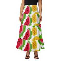 Watermelon -12 Tiered Ruffle Maxi Skirt