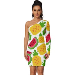 Watermelon -12 Long Sleeve One Shoulder Mini Dress by nateshop