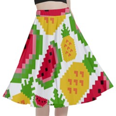 Watermelon -12 A-line Full Circle Midi Skirt With Pocket