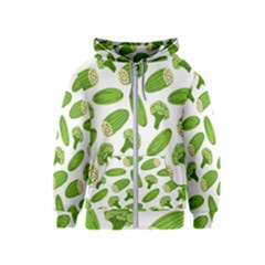 Vegetable Pattern With Composition Broccoli Kids  Zipper Hoodie by pakminggu